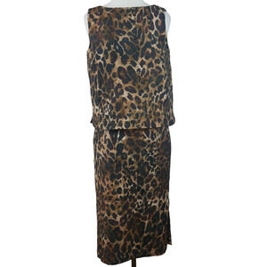 LAFAYETTE 148 Leopard Pencil Skirt and Shell Set Size 6